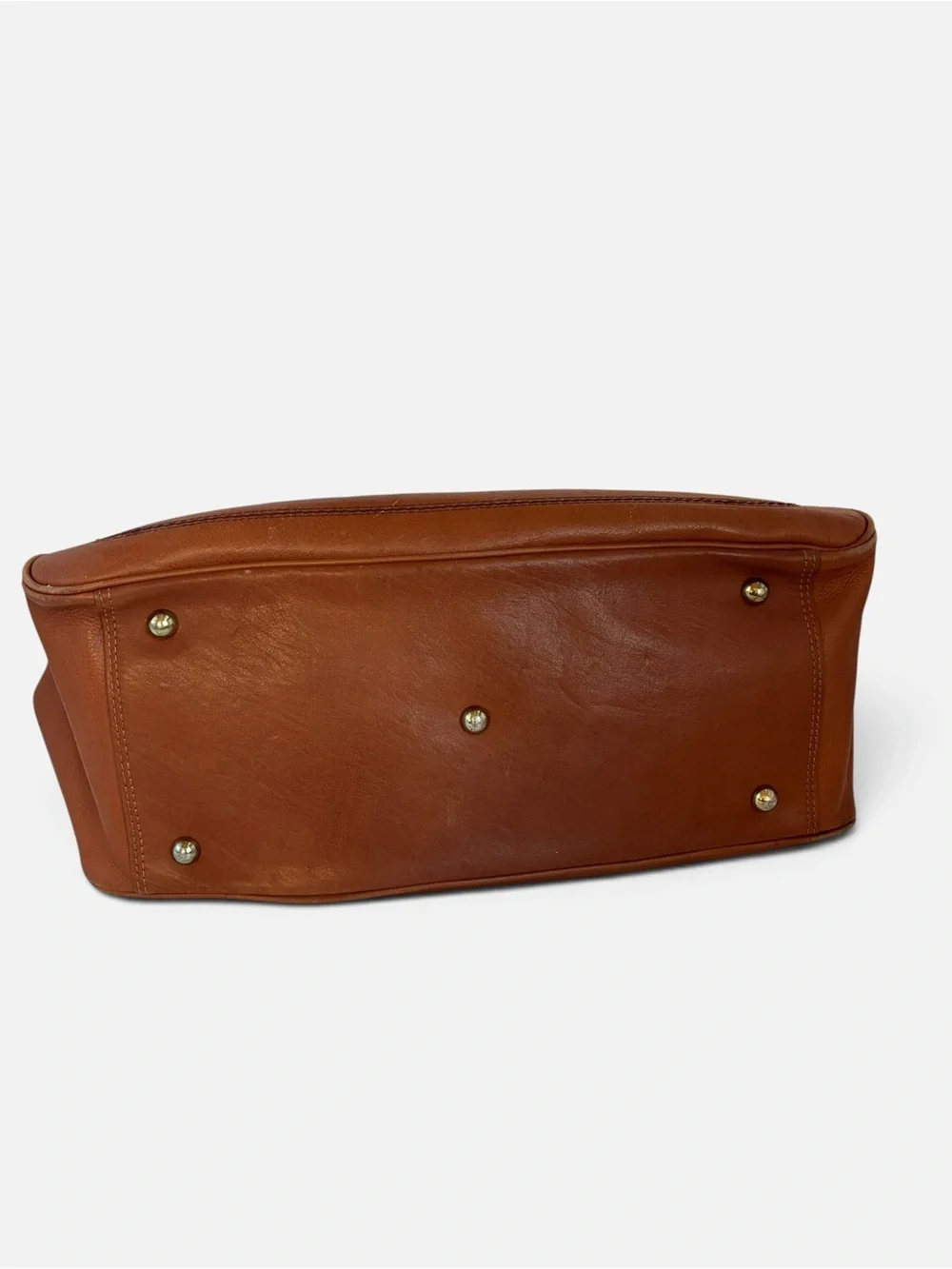 Tan Brown Leather Travel Tote